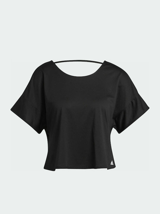 Primeblue Women's Summer Crop Top Short Sleeve Black