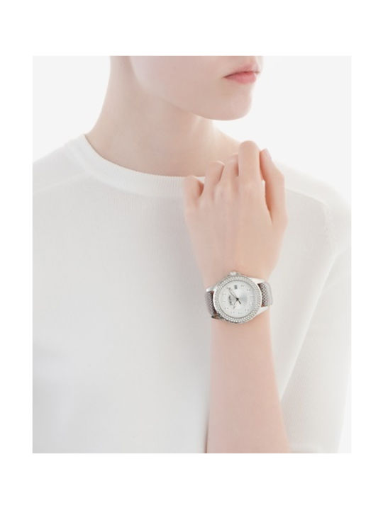 Folli Follie Watch with Black Leather Strap