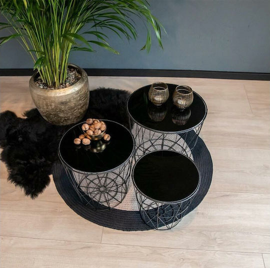 Round Zigon Set Metal Black 3 Pieces M38xW38xH38.5cm