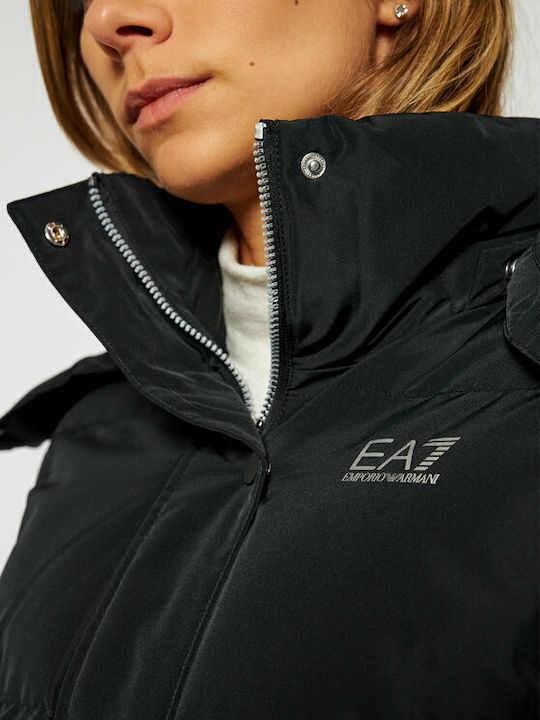 Kurz Damen Puffer Jacke für Winter Schwarz