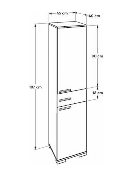 Einzeltür Kleiderschrank Diamond White 45x40x187cm