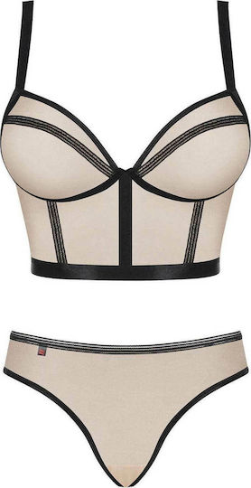 Obsessive Nudelia Set Sexy Σετ Εσωρούχων με Διαφάνεια Μπεζ / Μπεζ / Μπεζ / Μπεζ / Μπεζ 2τμχ