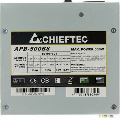 Chieftec Value Series 500W Gray Computer Power Supply Full Wired 80 Plus Standard