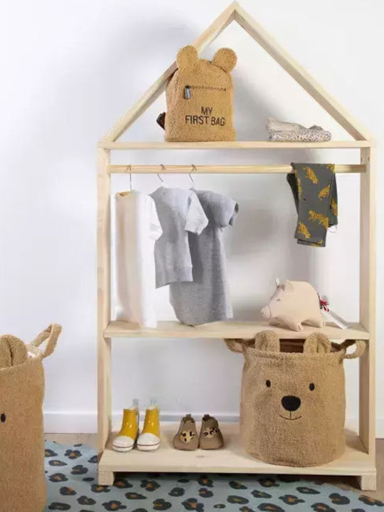 Childhome Παιδικό Καλάθι Αποθήκευσης από Ύφασμα Αρκουδάκι Μπεζ 40x40x40cm