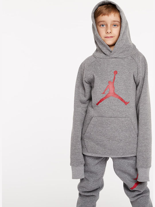 Jordan Kids Fleece Sweatshirt with Hood and Pocket Gray Jumpman