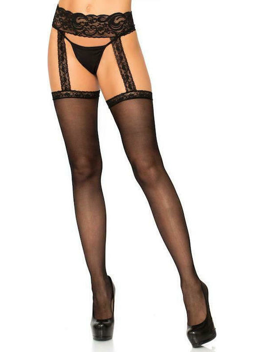 Leg Avenue Sheer Thigh High Sexy Black Socks
