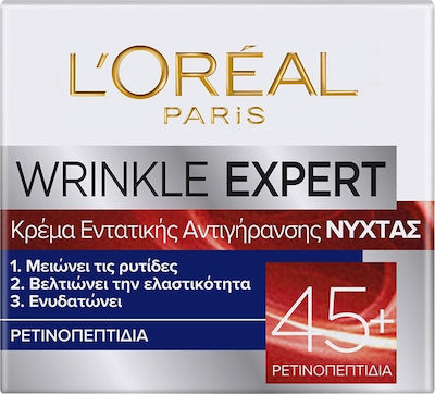 L'Oreal Paris Wrinkle Expert 45+ Κρέμα Προσώπου Νυκτός για Ενυδάτωση, Αντιγήρανση & Σύσφιξη με Ρετινόλη 50ml