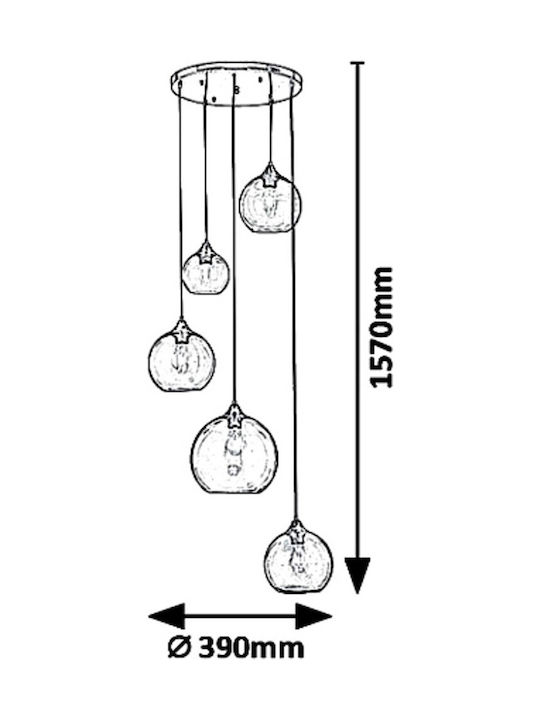 Rabalux Tanesha Висящ Полилей за 5 Крушки E27 Черно