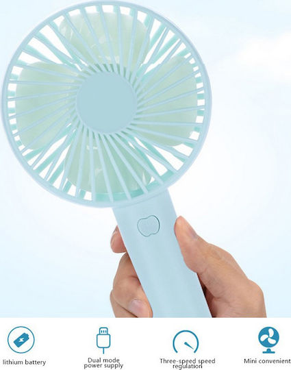 USB Handheld Fan Rechargeable Battery Light Blue Portable Fan Mini Handheld 5028-1