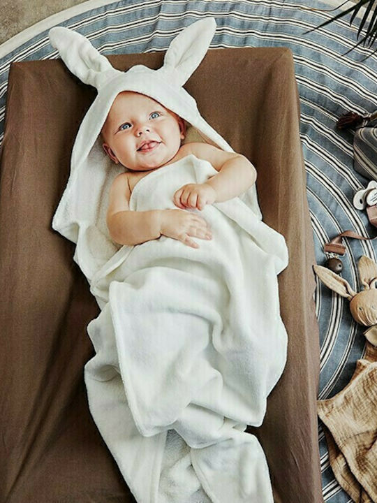 Elodie Details Baby Hooded Towel Bunny Vanilla White 80x80cm