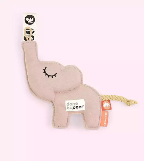 Done by Deer Pacifier Ribbon Elphee with Animals Made of Pink Fabric