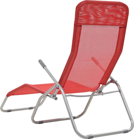 vidaXL Folding Beach Sunbeds Red Steel 142x60x97cm 2 Pieces