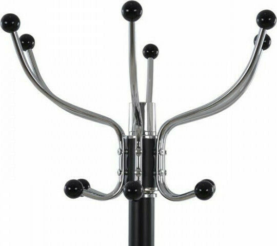 Freebox Metallic Coat Rack with Umbrella Holder Black Rotating with Marble Base 37x37x176cm