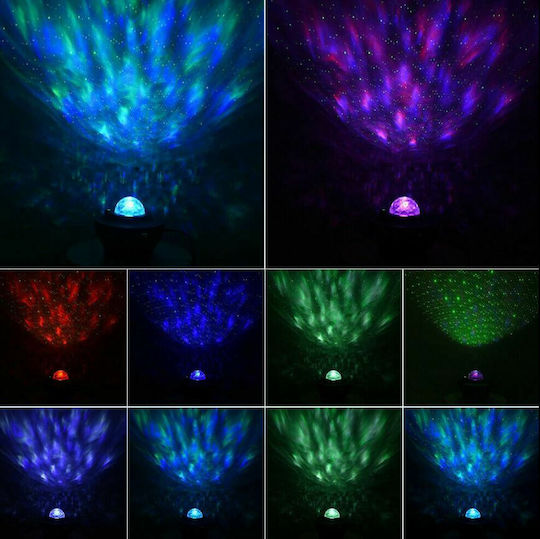 Led Περιστρεφόμενο Παιδικό Φωτιστικό Projector Starry Ocean Wave με Προβολή Αστεριών με Εναλλαγές Χρωματισμών Μαύρο 16x16x12εκ.