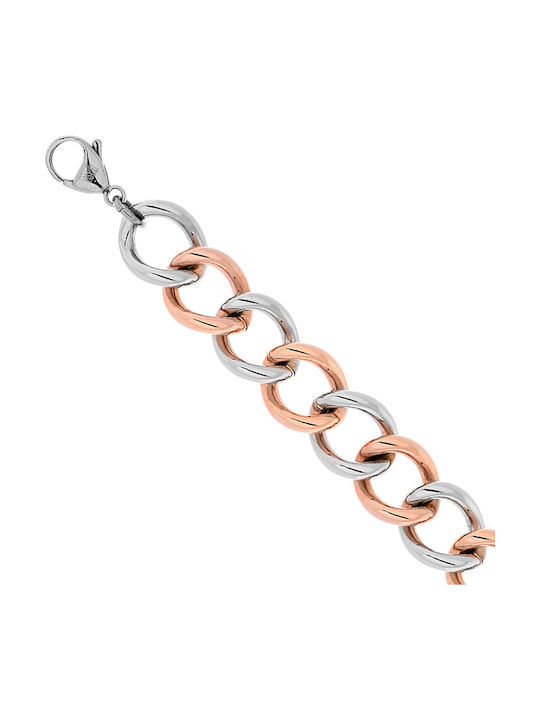 Visetti Two-Tone Chain Hand made of Stainless Steel Gold-Plated Thick Thickness 13.6mm and Length 20cm