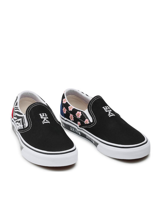 Korean Typography Classic Women's Canvas Slip-Ons Racing Red/True Blue