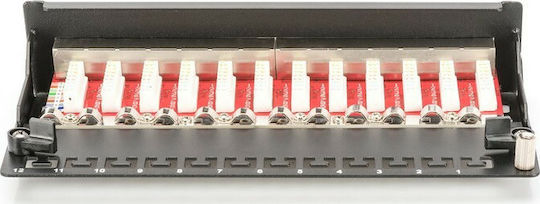 Digitus Екраниран пач панел за рафт 1U 12 порта cat6a Черен