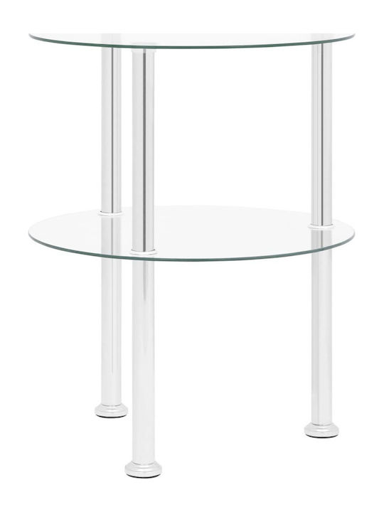 Round Glass Side Table Silver L38xW38xH50cm