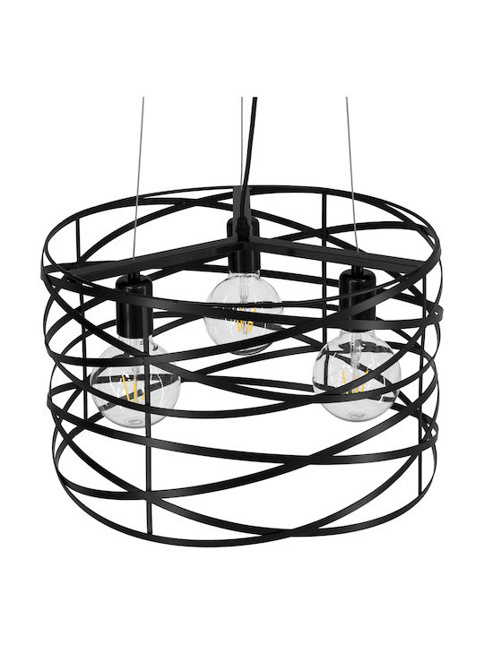 GloboStar Token Pendant Light Black Grid with Socket E27 43cm