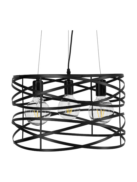 GloboStar Token Pendant Light Black Grid with Socket E27 43cm