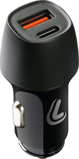 Lampa Power Tec Φορτιστής Αυτοκινήτου 18W Γρήγορης Φόρτισης με Θύρες: 1xUSB 1xType-C