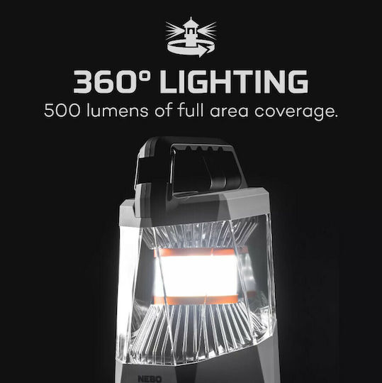 Nebo Galileo Rechargeable Lantern for Camping with Flashlight & Powerbank 500lm