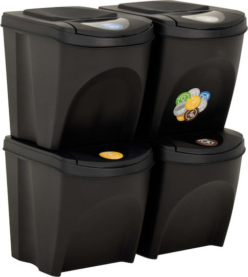 vidaXL Plastic Waste Bin 4x100lt Black