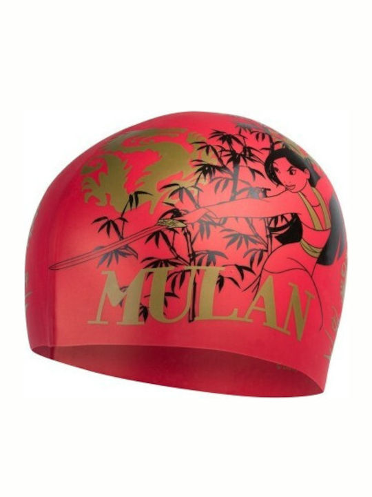 Speedo Mulan Slogan Print Căciulă de înot Copii din silicon Roșu