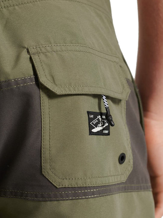 Surf Retro Men's Swimwear Shorts Khaki Striped