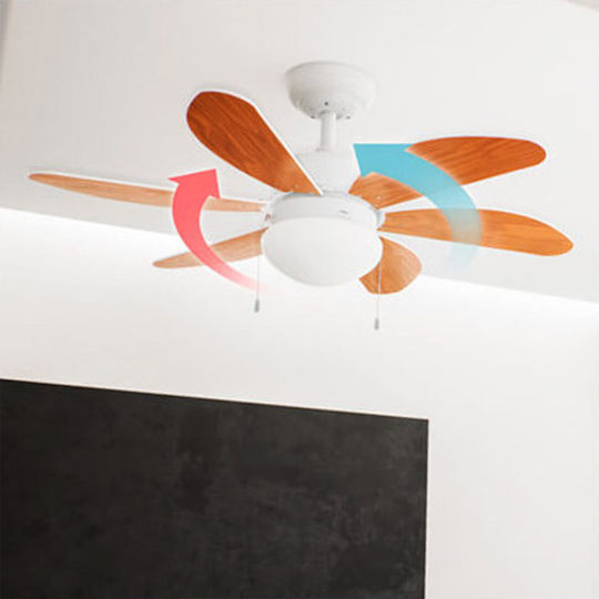 Cecotec EnergySilence Aero 360 Ceiling Fan 91.5cm with Light Brown / White
