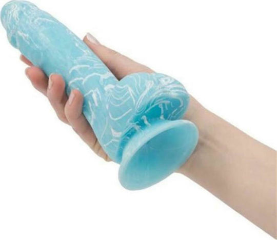 Addiction Luke Glow In The Dark Dildo Dildo realist cu Testicule și Ventuză Albastru 19cm