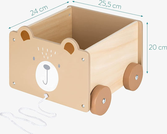 Navaris Children's Storage Box made of Wood Wooden Storage Box for Toys with Wheels Green 25.5x24x20cm 1pcs