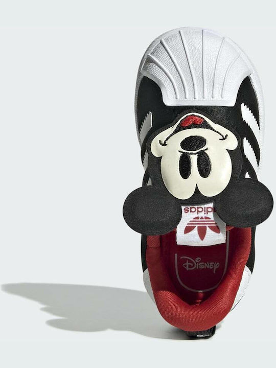 Disney Superstar 360 Детски Маратонки Боси с Велкро Core Черно / Cloud White / Vivid Red