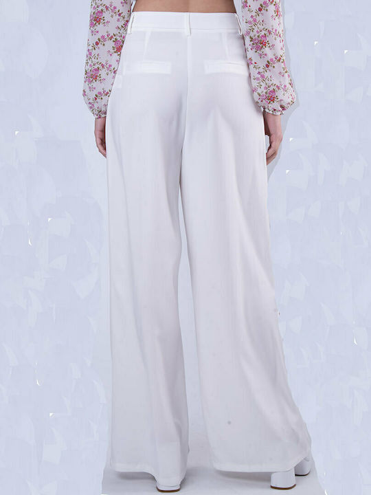 Glamorous Women's High-waisted Fabric Trousers White