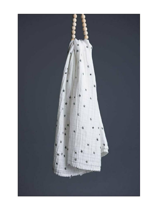 Wee Gallery Muslin Swaddle Blanket Stars White 120x120cm