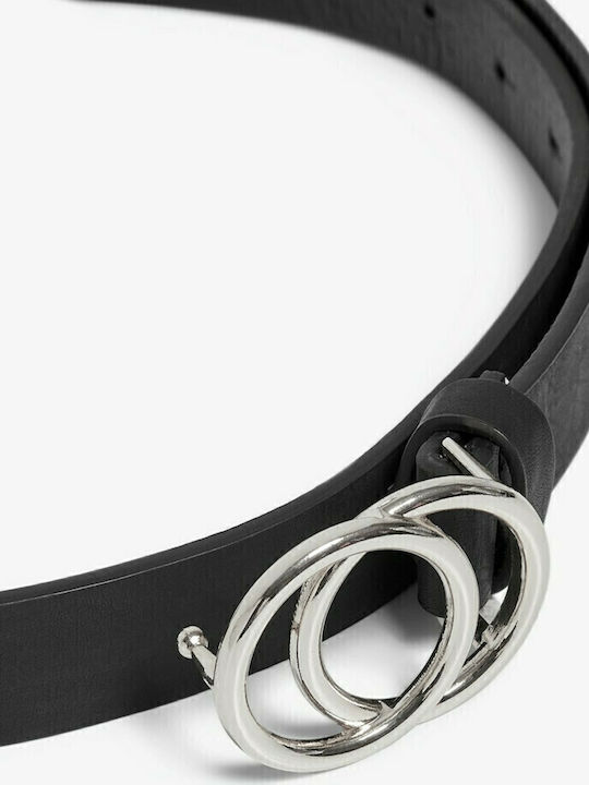 Leather Women's Belt Black/Silver