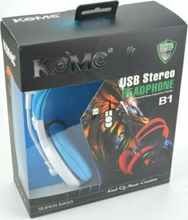 Komc B1 Over Ear Gaming Headset cu conexiune USB Albastru