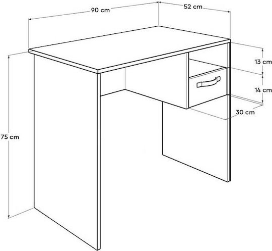 Kinderschreibtisch aus Melamin Natural 90x52x74cm