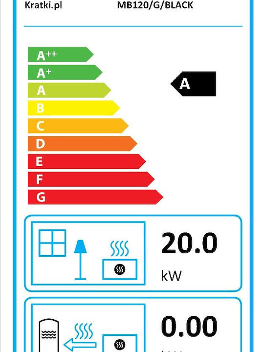 Kratki MB120 G Șemineu cu inserție Lemn 20kW Drept cu ușă glisantă Negru