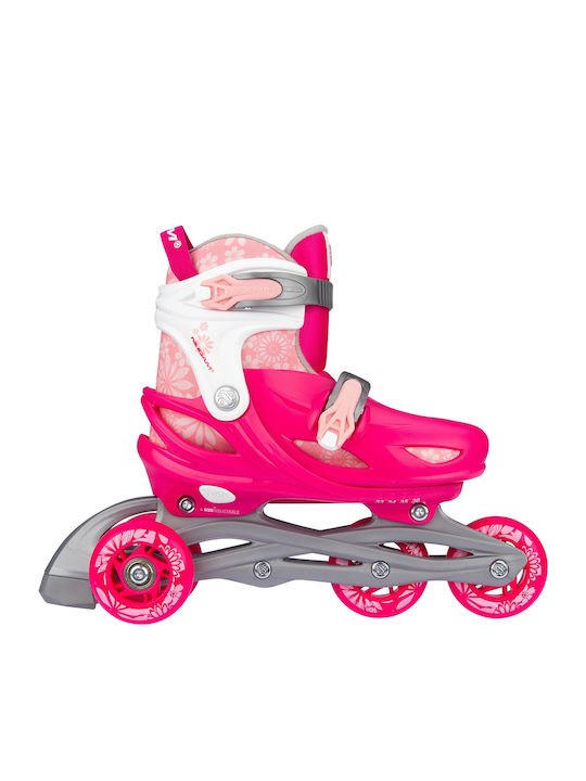 Nijdam Floral Switch Inline Αυξομειούμενα Rollers Ροζ Παιδικά