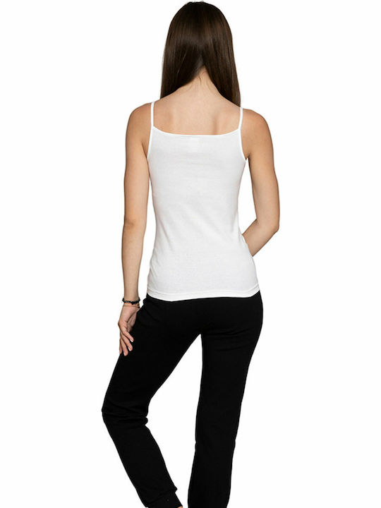 Cotton White Women's T-Shirt with Spaghetti Strap
