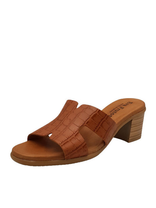 Eva Frutos 1459 Leather Women's Sandals In Tabac Brown Colour