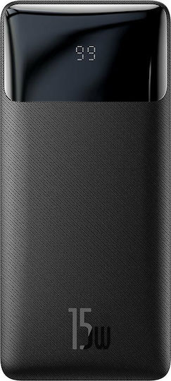 Baseus Bipow Power Bank 20000mAh 15W с 2 USB-A порта и USB-C порт Черен