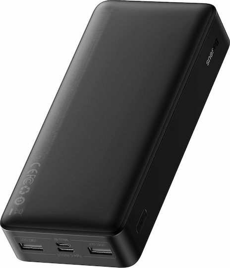Baseus Bipow Power Bank 20000mAh 15W с 2 USB-A порта и USB-C порт Черен