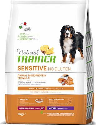 Natural Trainer Sensitive Mature Medium/Maxi 3kg Trockenfutter ohne Gluten für ältere Hunde mittlerer & großer Rassen mit Lachs