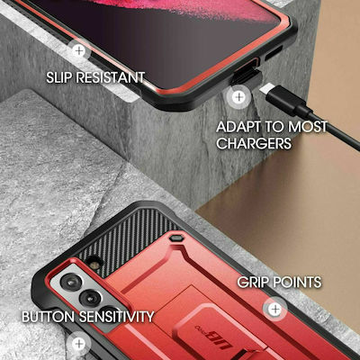 Supcase Unicorn Beetle Pro 360 пълно покритие Синтетичен Metallic Red (Галакси С21 5G)