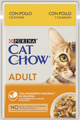 Purina Cat Chow Adult Hrana umeda pentru pisici adulte in Pungă cu Pui in gelatina 85gr 1buc