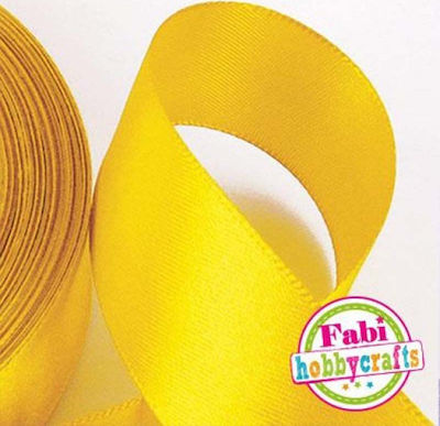 Fabi Ribbon Satin In Yellow Colour Κορδέλα Σατέν 15mm x 45μ. Κίτρινη 15mm 45m 1pcs