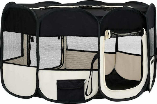 vidaXL Foldable Park Dog Foldable Black 145x145x61cm made of Fabric in Black Color 145 x 145 x 61cm