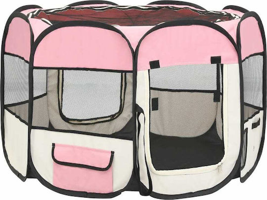 vidaXL Foldable Park Dog Folding Pink 90x90x58cm made of Fabric in Pink Color 90 x 90 x 58cm